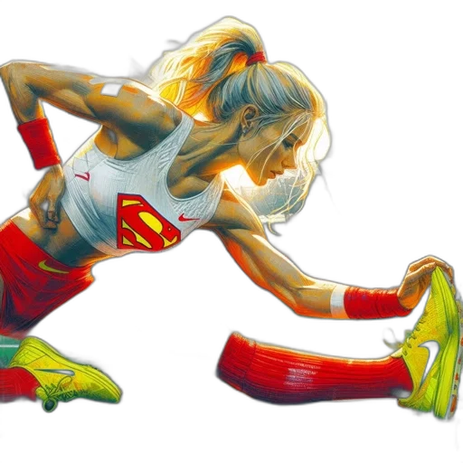 shoes, comic book art, concept art, photorealistic, watercolor, female, athlete, wearing transparent PNG cut-out