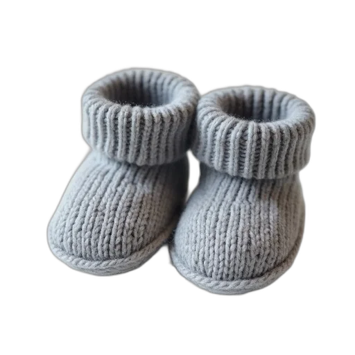 shoes, hat, 3d render, pair, grey, knitted, baby, booties transparent PNG cut-out