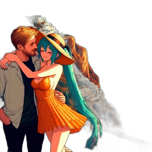 dress, mask, dragon, anime, concept art, fantasy art, pixel art, underwater transparent PNG cut-out
