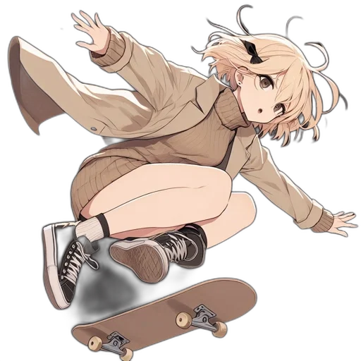 jacket, weapon, shoes, staff, anime, concept art, cartoon, watercolor transparent PNG cut-out