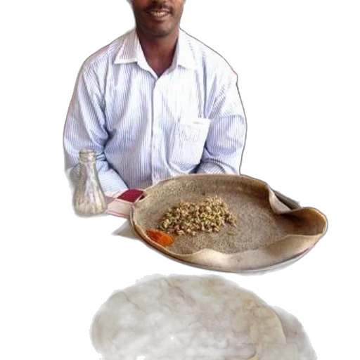 food, jewelry, staff, hat, photorealistic, man, sits, table transparent PNG cut-out