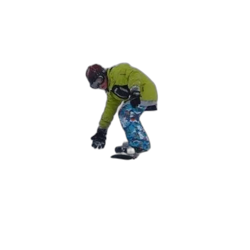 robot, staff, jacket, 3d render, blue, snowboarder, bright, green transparent PNG cut-out