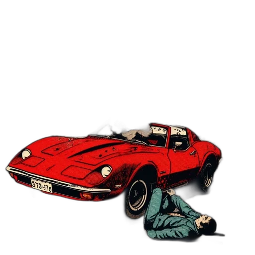 car, jacket, comic book art, concept art, pixel art, photorealistic, red, vivid transparent PNG cut-out
