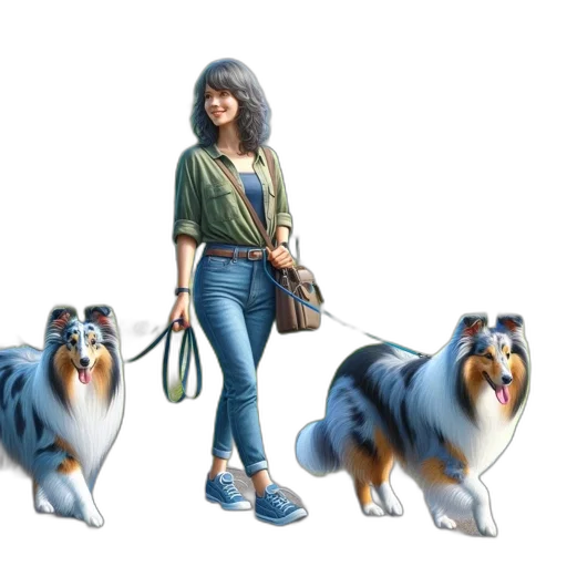 animal, concept art, photorealistic, 3d render, watercolor, park, setting, woman transparent PNG cut-out