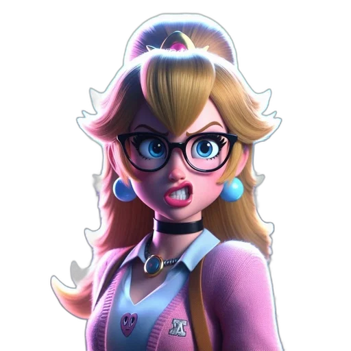 staff, face, dress, crown, concept art, cartoon, 3d render, anime transparent PNG cut-out