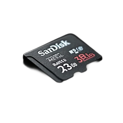 close-up, image, sandisk, microsd, card, capacity, 32gb, has transparent PNG cut-out