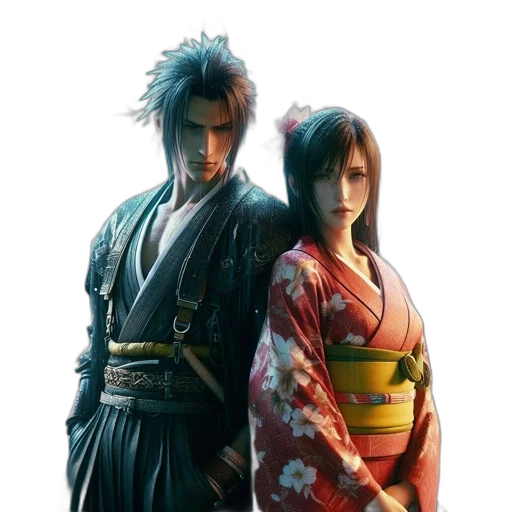 concept art, fantasy art, photorealistic, pixel art, two, animated, characters, dressed transparent PNG cut-out