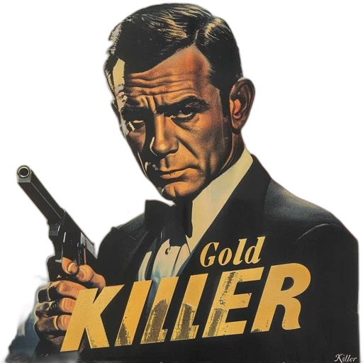 jacket, comic book art, man, suit, holds, gun, stern, expression transparent PNG cut-out
