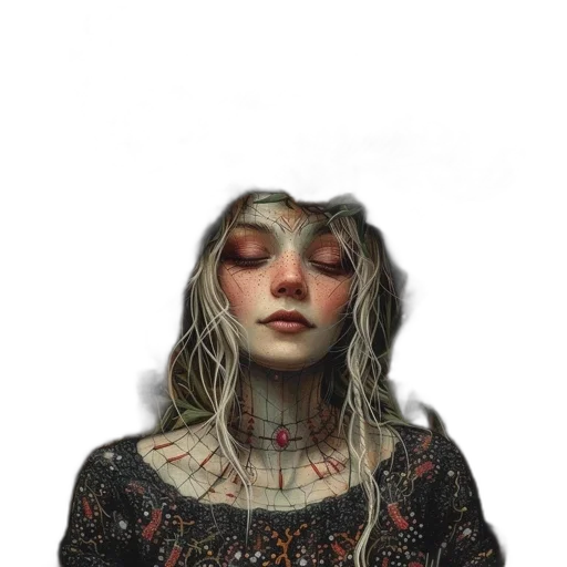 face, mask, creature, dress, fantasy art, concept art, cyberpunk, photorealistic transparent PNG cut-out
