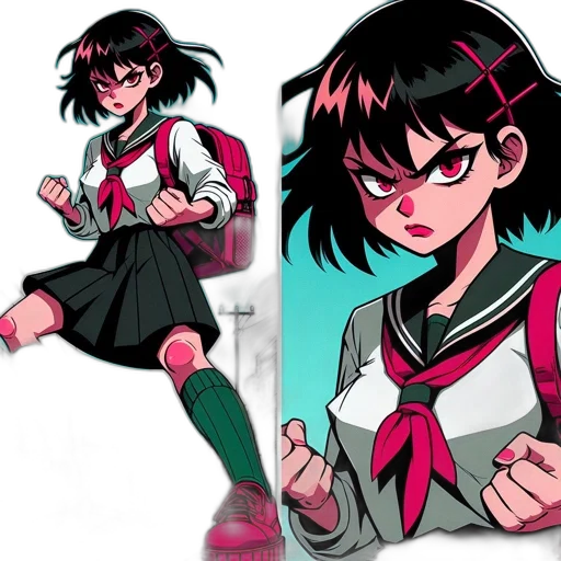 jacket, weapon, anime, concept art, comic book art, pixel art, neon lights, neon transparent PNG cut-out