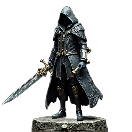 sword, jacket, weapon, staff, concept art, fantasy art, 3d render, photorealistic transparent PNG cut-out