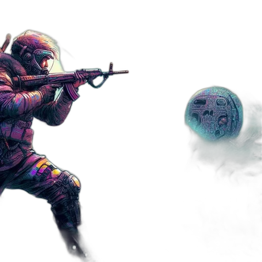 weapon, robot, concept art, pixel art, fantasy art, watercolor, outer space, colorful transparent PNG cut-out