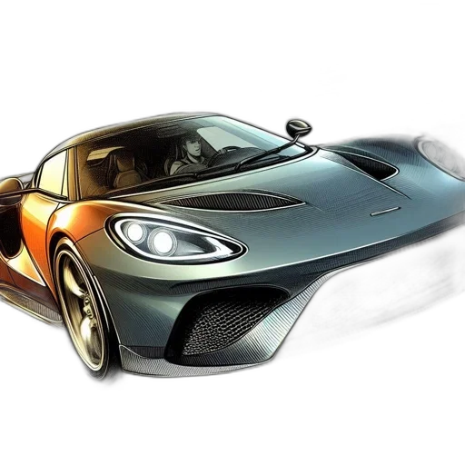 car, 3d render, photorealistic, concept art, image, shows, sleek, predominantly transparent PNG cut-out