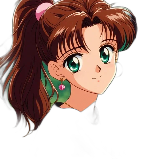 face, jewelry, hair, staff, anime, vaporwave, cartoon, photorealistic transparent PNG cut-out