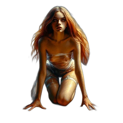 dress, creature, face, hair, concept art, fantasy art, photorealistic, oil painting transparent PNG cut-out