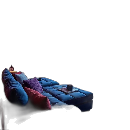 furniture, umbrella, jacket, shoes, 3d render, concept art, photorealistic, vaporwave transparent PNG cut-out