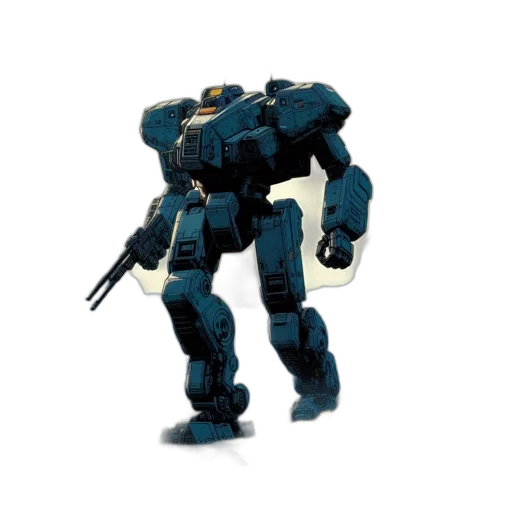 robot, weapon, 3d render, concept art, blue, colossal, armored, mech transparent PNG cut-out