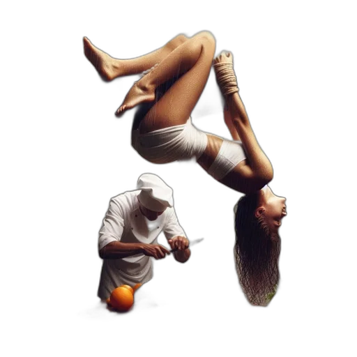 concept art, photorealistic, comic book art, pixel art, fire, woman, dangles, inverted transparent PNG cut-out