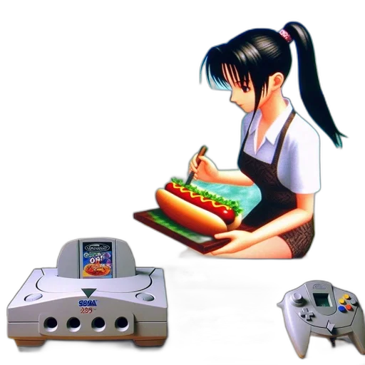 food, weapon, pixel art, 3d render, vaporwave, concept art, animated, female transparent PNG cut-out