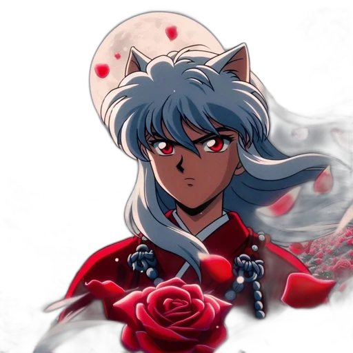 staff, crown, flower, anime, concept art, fantasy art, comic book art, red transparent PNG cut-out