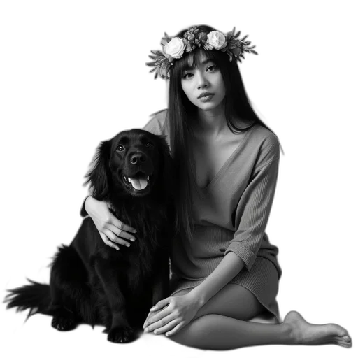 animal, creature, dress, jewelry, photorealistic, oil painting, fantasy art, monochrome transparent PNG cut-out