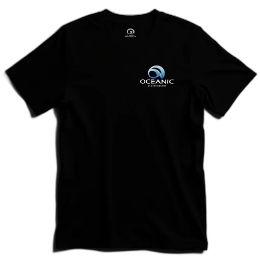 3d render, black, shirt, oceanic, airlines, logo transparent PNG cut-out