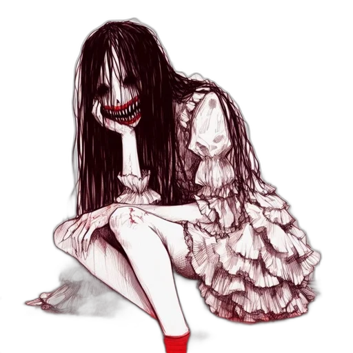 dress, creature, mask, hair, concept art, pixel art, comic book art, cartoon transparent PNG cut-out