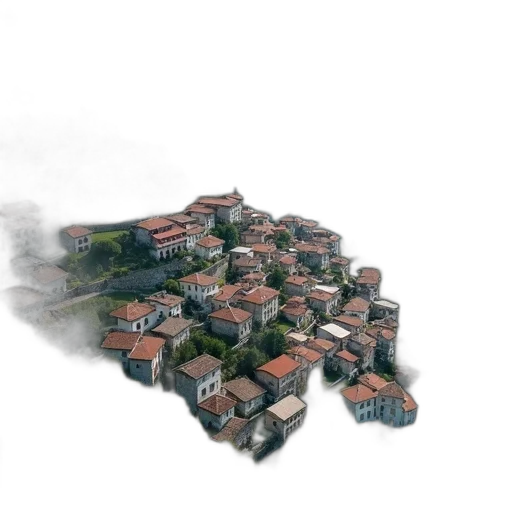 building, concept art, 3d render, photorealistic, fantasy art, fog, city street, rain transparent PNG cut-out