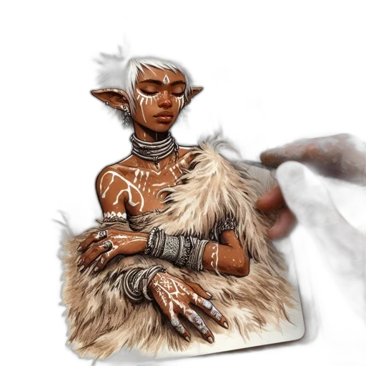 fantasy art, concept art, watercolor, comic book art, earth tones, ethnically, marked, elven transparent PNG cut-out