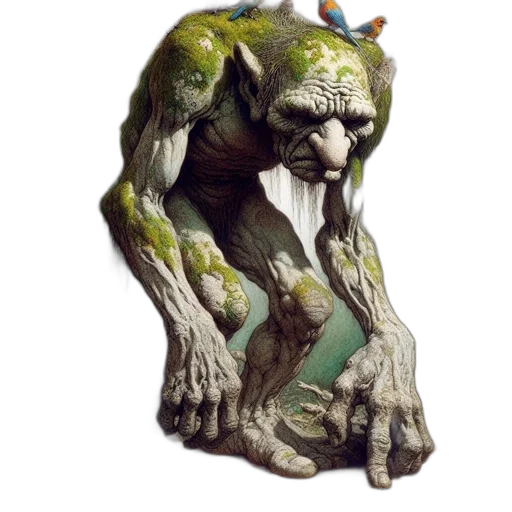 creature, staff, crown, face, concept art, 3d render, fantasy art, photorealistic transparent PNG cut-out
