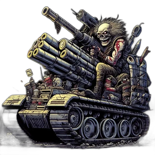 weapon, concept art, comic book art, fantasy art, cyberpunk, heavily, armed, weaponized transparent PNG cut-out