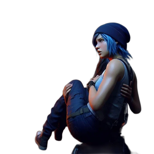 hat, weapon, jacket, face, concept art, 3d render, cyberpunk, fantasy art transparent PNG cut-out