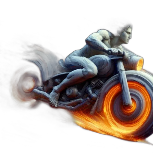 concept art, photorealistic, 3d render, fantasy art, fire, anthropomorphic, figure, rides transparent PNG cut-out