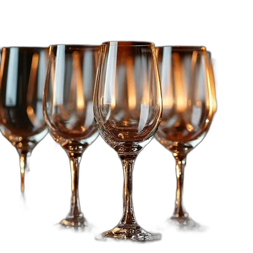 crown, 3d render, collection, wine, glasses, reflective, surface, arranged transparent PNG cut-out