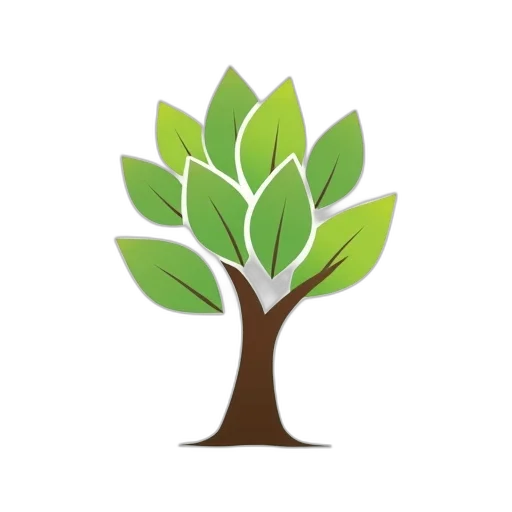 tree, crown, 3d render, earth tones, green, leaves, eco, logo transparent PNG cut-out