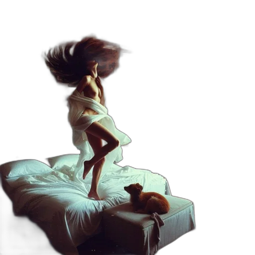 hair, creature, dress, concept art, photorealistic, fantasy art, oil painting, night transparent PNG cut-out