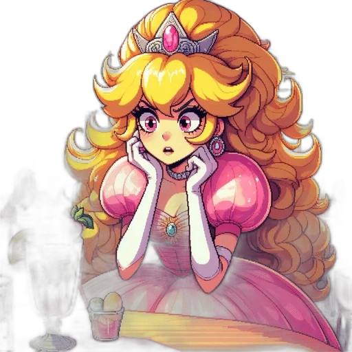 dress, crown, staff, face, concept art, watercolor, pixel art, fantasy art transparent PNG cut-out