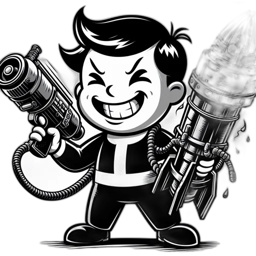 weapon, staff, robot, comic book art, cartoon, concept art, pixel art, fire transparent PNG cut-out