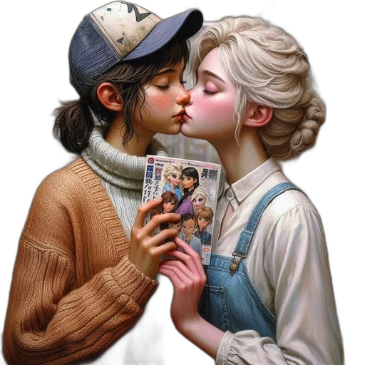 comic book art, photorealistic, oil painting, concept art, fire, two, young, women transparent PNG cut-out