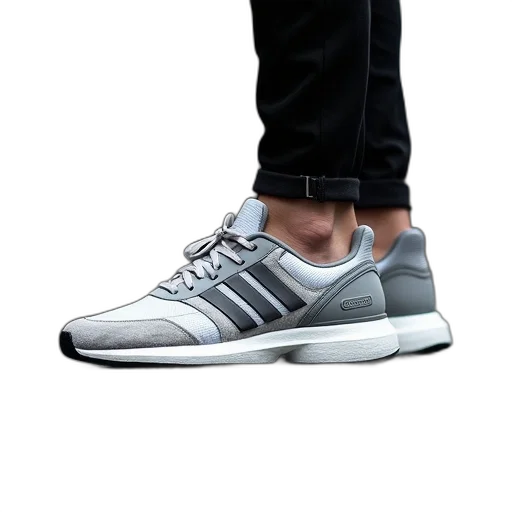 shoes, photorealistic, 3d render, concept art, vaporwave, monochrome, dark, adidas transparent PNG cut-out
