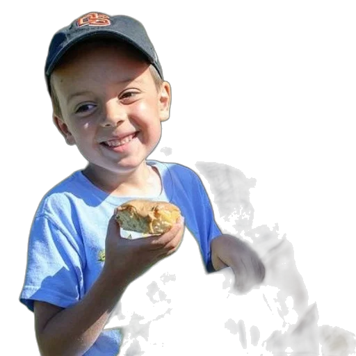 food, face, creature, photorealistic, young, boy, wearing, blue transparent PNG cut-out