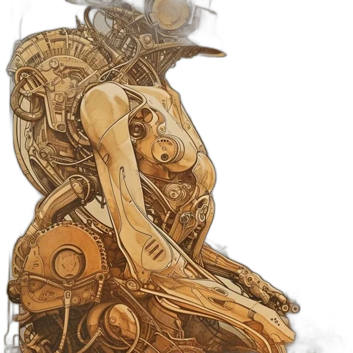 robot, dress, mask, jewelry, concept art, fantasy art, comic book art, photorealistic transparent PNG cut-out