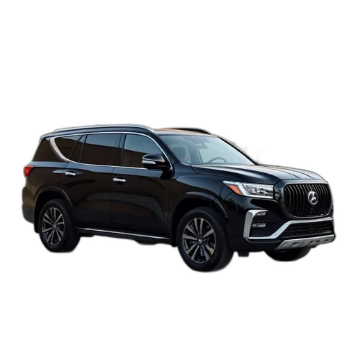 car, black, suv, parked, concrete, surface, vehicle, has transparent PNG cut-out