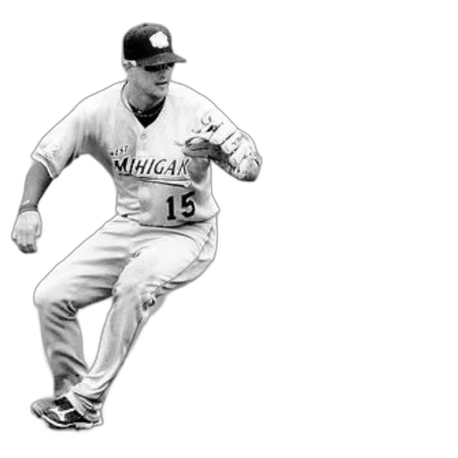 cartoon, photorealistic, concept art, pencil sketch, baseball, player, michigan, university transparent PNG cut-out