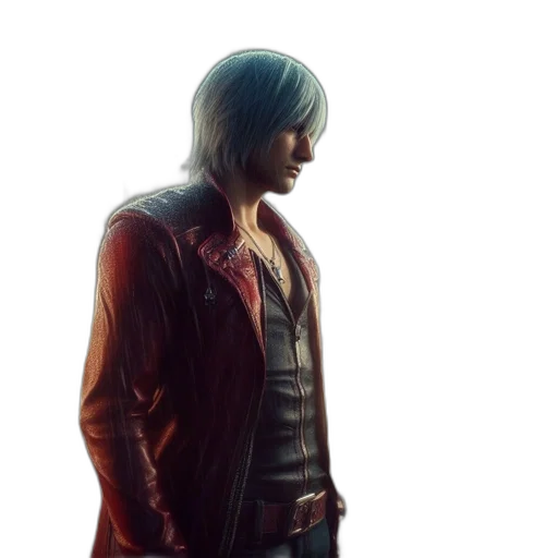 jacket, weapon, concept art, cyberpunk, 3d render, photorealistic, red, dark transparent PNG cut-out
