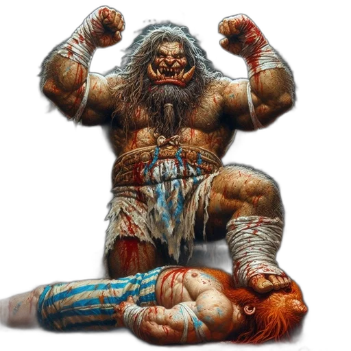 creature, weapon, concept art, fantasy art, comic book art, photorealistic, intense, wrestling transparent PNG cut-out