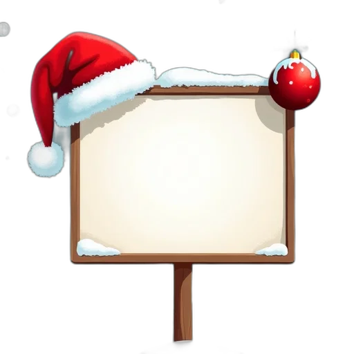 staff, hat, festive, holiday, scene, large, blank, signboard transparent PNG cut-out