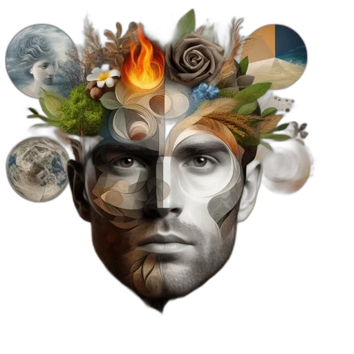 mask, face, crown, fantasy art, concept art, photorealistic, 3d render, fire transparent PNG cut-out