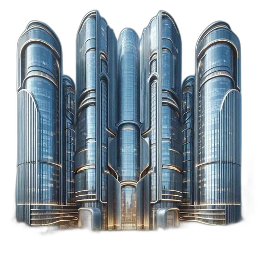 building, concept art, 3d render, cyberpunk, photorealistic, futuristic, luxurious, cityscape transparent PNG cut-out