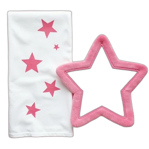 staff, white, kitchen, towel, pink, star, pattern, left transparent PNG cut-out